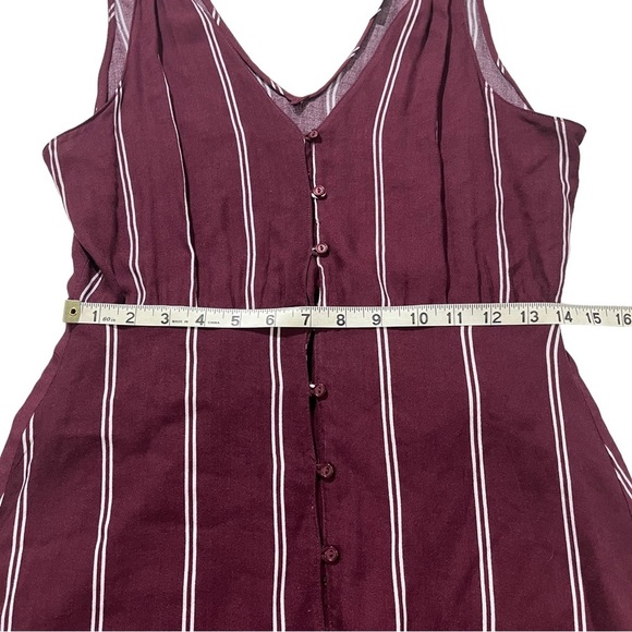 Lush Women Burgundy & Cream Striped Sleeveless V-Neck Mini Dress Sz Medium NWT - Picture 7 of 13